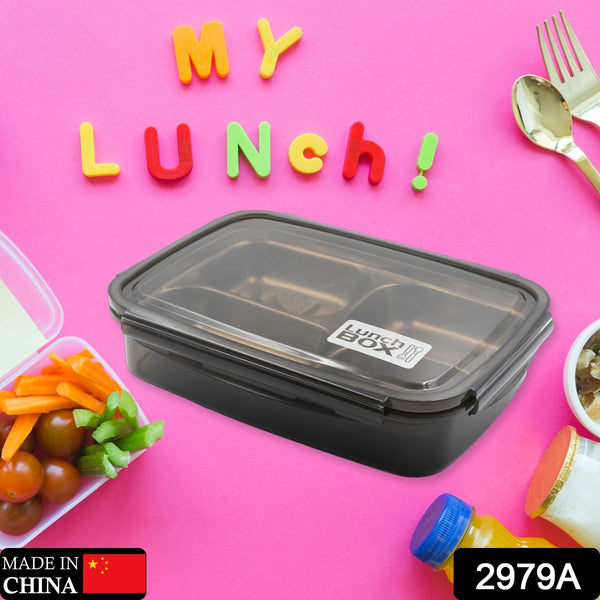 Black Transparent 4-Compartment Stainless Steel Lunch Box for Kids & Adults – Ideal for Office, School, Travel & Home