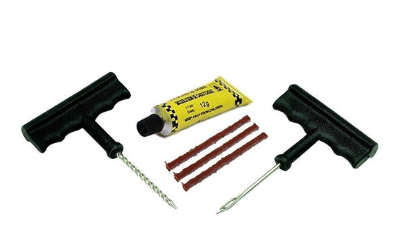 Puncture Repair Kit for Tubeless Tyres – Full Set with Pliers, Rubber Cement & Extra Strips for Cars & Bikes