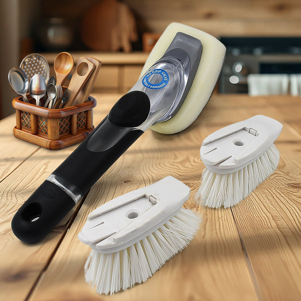 Dish Scrubber With Soap Dispenser Soap Dispensing Dish Brush Set (1 Set  With Brown Box)