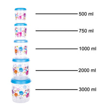 Plastic Transparent Airtight Container Set – 5 Sizes (3000ml, 2000ml, 1000ml, 750ml, 500ml)