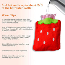 6516 Strawberry Small Hot Water Bag With Cover For Pain Relief Neck Shoulder Pain And Hand Feet Warmer Menstrual Cramps.