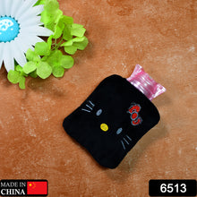 Black Hello Kitty Small Hot Water Bag With Cover For Pain Relief Neck Shoulder Pain And Hand Feet Warmer Menstrual Cramps.