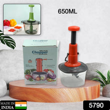 5790 Manual Press Fruit  Vegetable Chopper With 3 Stainless Steel Blades Anti-slip Base And Locking System Cutting Chopper For Kitchen (650 Ml)