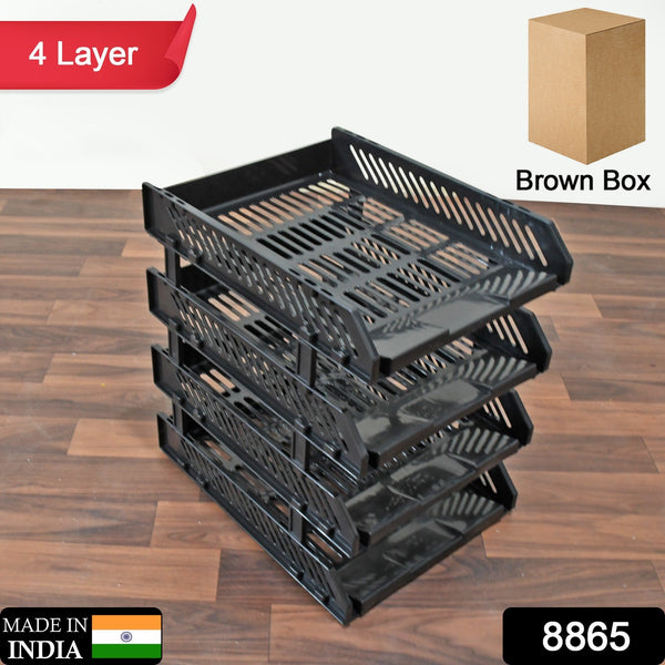 4-Layer File Cabinet Storage Rack – Desktop Organizer for Office Files, Magazines, and Newspapers