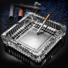 Square Glass Crystal Ashtray – Elegant Tabletop Design for Cigars and Cigarettes, Perfect for Home, Office, and Indoor/Outdoor Decor.