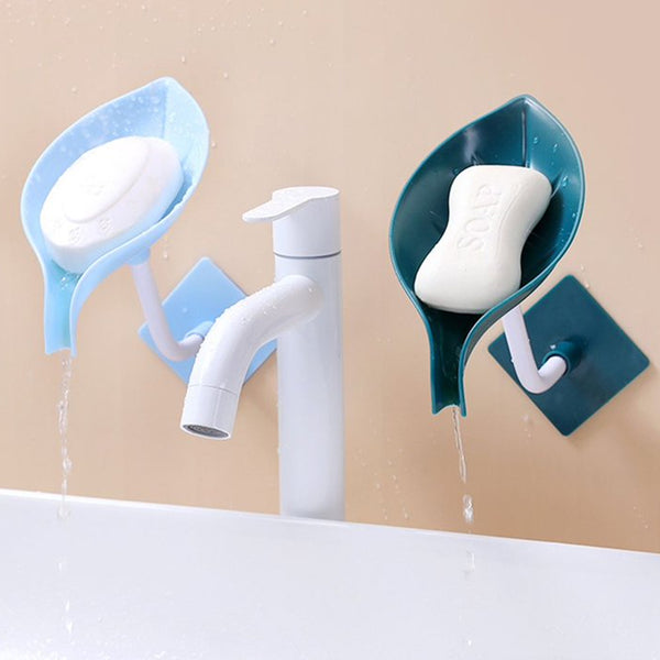 Soap Holder Leaf-shape Self Draining Soap Dish Holder With Suction Cup Soap Dish Suitable For Shower Bathroom Kitchen Sink