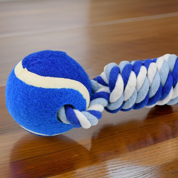 Durable Cotton Rope Dog Toy - Two-Way Ball Design (1 Pc)