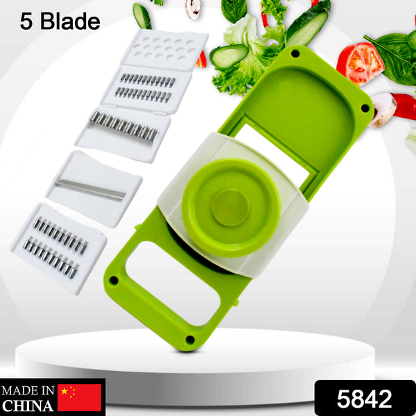 5-in-1 Foldable Vegetable Slicer – Stainless Steel Blades for Potato, Onion & Veggie Slicing with Protective Guards