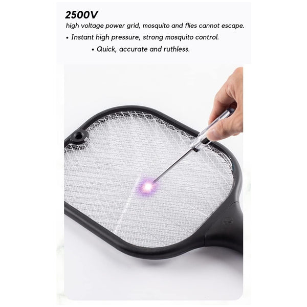 Rechargeable Mosquito Killer Racket with UV Light Lamp and USB Charging Base - Electric Fly Swatter Insect Zapper