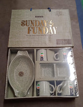 Sunday Funday Ceramic Tea Cups Set – Mugs, Platter, Chutney Bowl & Milk Cup (6 Pcs Set)