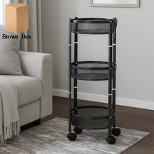 3-layer Round Metal Mesh Utility Storage Trolley With Wheels Wukusy