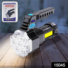 Portable USB Rechargeable COB 7-LED Flashlight – Handheld Torch with Side Light (1 Pc).