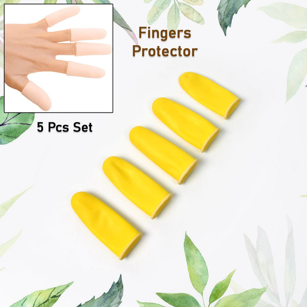 Finger Caps Silicone Finger Protectors Sleeves (Finger Cots  5 Pcs Set  Yellow)