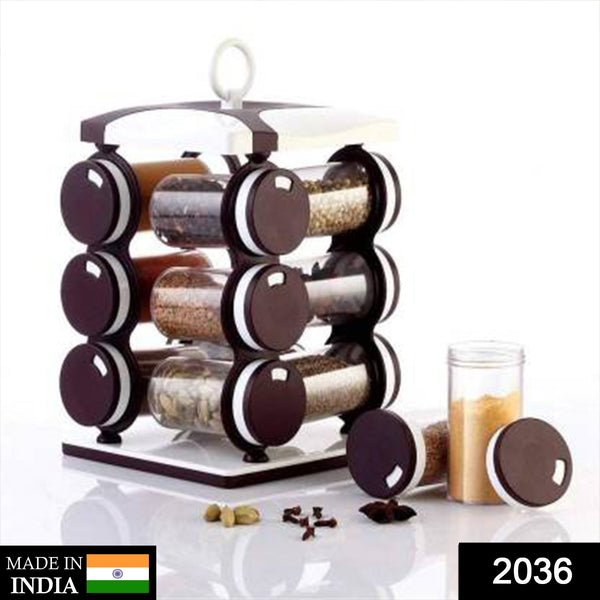 Spice Jar Set - Food Grade Plastic, 12 Pcs, Storage for Spices (Brown Box)