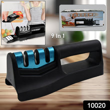 9-in-1 Knife Sharpener with Vegetable Chopper & Fish Scale Remover - Handheld Pocket Knife Sharpener for Kitchen & Chefs