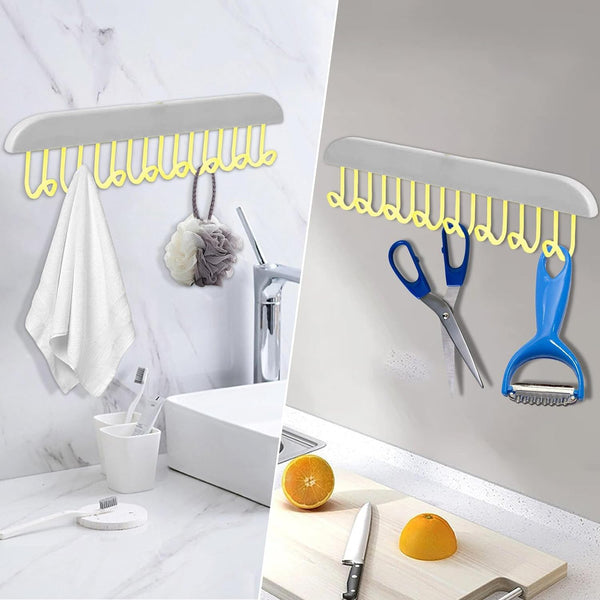 Plastic Organizer Hanger – 360° Rotatable, Multifunctional Clothes Rack with 8 Heavy-Duty Hooks for Clothing, Belts, Towels, and More (1 Pc)