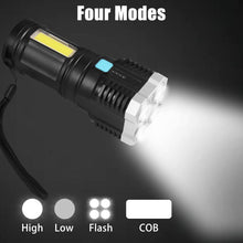 Multifunctional 4-LED Rechargeable Torch Light – 800 Lumens, Long Distance Beam, 4 Modes, Emergency Flashlight for Hiking, Walking, and Camping (1 Pc)