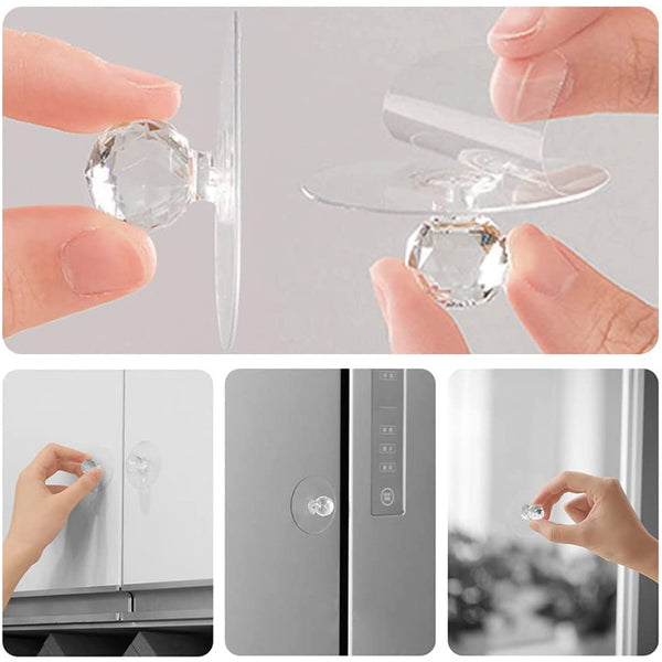 Clear Cabinet Drawer Knob – Diamond Crystal Shaped Pull Handle for Wardrobe, Kitchen, Bathroom, and Furniture (1 Pc)