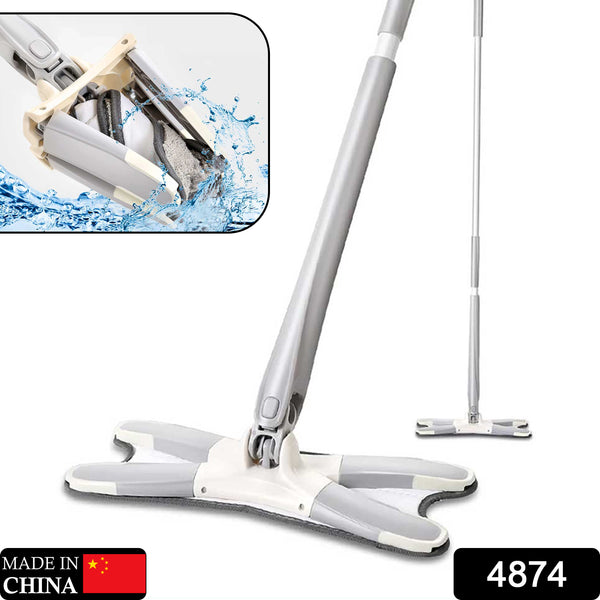 X-Shape Mop – Hands-Free Microfiber Flat Mop with 360° Head for Wet & Dry Cleaning (Includes 1 Super-Absorbent Pad)