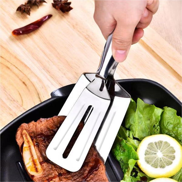 Multifunction Cooking & Serving Turner – Stainless Steel Frying Tong, Steak Clip, BBQ Kitchen Clamp