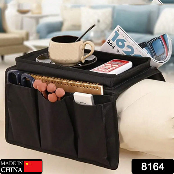 Sofa Armrest Hanging Storage Bag – Organizer for Magazines, iPad, and Books (Black)