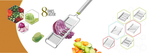 6-in-1 Stainless Steel Kitchen Chips Chopper – Cutter, Slicer & Grater with Handle