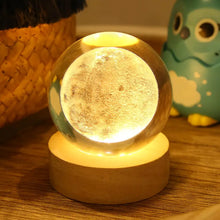 Moon 3D Crystal Ball Lamp with Base – Decorative 3D Lamp for Bedroom (1 Pc)