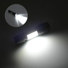 LED Flashlight Rechargeable – USB Mini Torch with Zoom, COB Side Lantern, and High-Power Tactical Portable Light