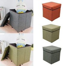 4986 Living Room Cube Shape Sitting Stool With Storage Box. Foldable Storage Bins Multipurpose Clothes Books And Toys Organizer With Cushion Seat