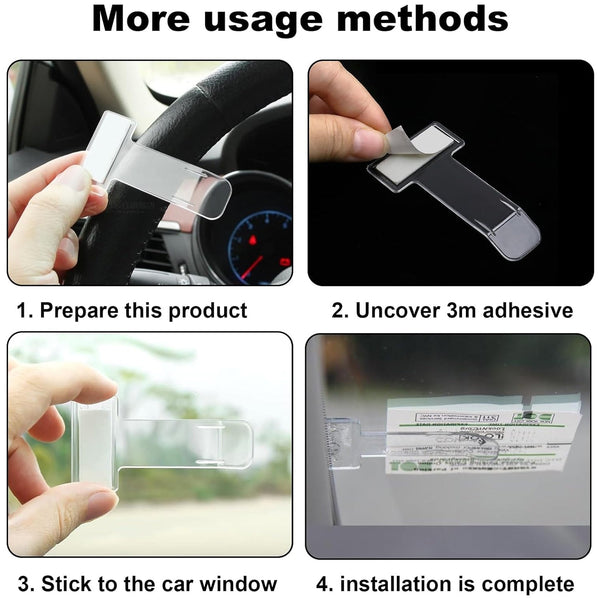 Windscreen Cardholder & Fastag Stand – Transparent Ticket Holder for Car (2 Pc Set)