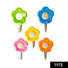 Plastic Self-Adhesive Hooks - Flower Shape Design, Pack of 5, Durable & Decorative Wall Mount