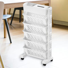 Movable Bookshelf Large Capacity Rotatable Plastic Rolling Organization Shelf  Rack Wukusy