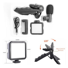 Vlogging Kit for Video Making - Mic, Mini Tripod, LED Light, & Phone Holder Clip