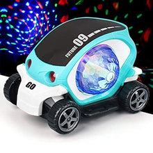 Plastic 360° Rotating Stunt Car Toy – Bump and Go Action with 4D Lights and Music, Mini Car with Disco Ball (1 Pc, Battery Not Included)