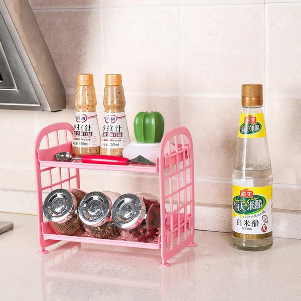 2-Layer Foldable Plastic Storage Shelf – Bathroom, Kitchen, and Corner Organizer