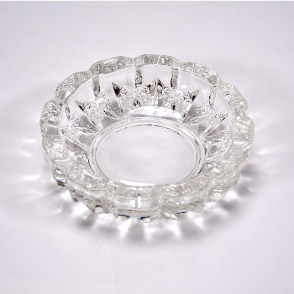 Paricutin Glass Crystal Ashtray – Elegant Round Tabletop Design for Cigars and Cigarettes, Ideal for Home, Office, and Indoor/Outdoor Decor.