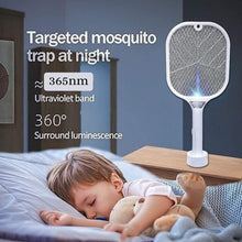 Rechargeable Mosquito Killer Racket with UV Light Lamp and USB Charging Base - Electric Fly Swatter Insect Zapper