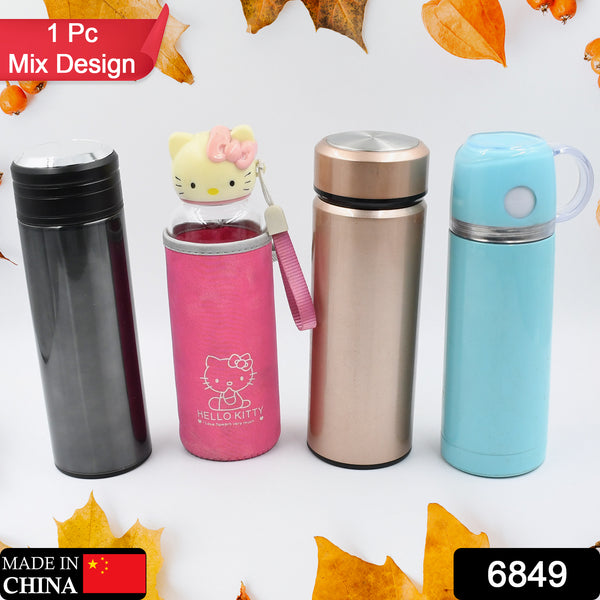 6849 Mix Size And Design Stainless Steel Vacuum Bottle With Cup Lid  Thermos For Hot  Cold Drinks Or Food-thermos For Travel (1pc)