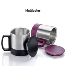 Stainless Steel Coffee Tea Cup - Insulated Double Wall with Lid and Handle for Hot Beverages (1 Pc)