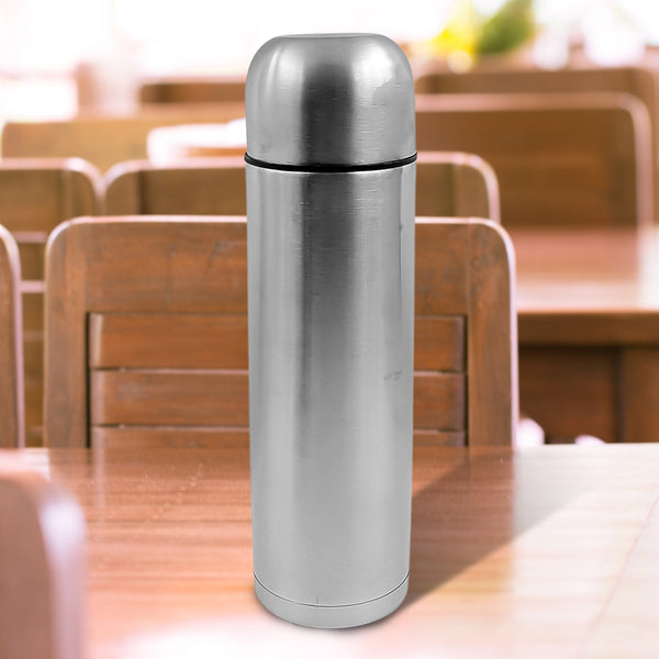 Vacuum Flask With Cover 188 Stainless Steel  Hot And Cold Water Bottle With Push-down Lid  Double Walled Stainless Steel Bottle For Travel Home Office School Picnic (750 Ml)