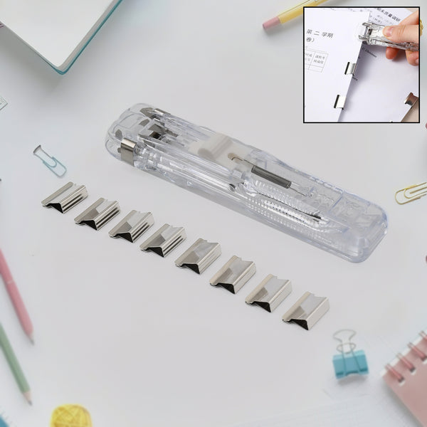 Portable Paper Clamp With 8 Pcs Clip Dispenser Handheld Paper Fast Clam (1 Set)