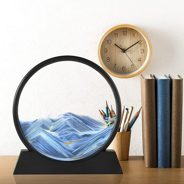 Moving Sand Art Picture – 3D Deep Sea Sandscape in Glass Frame, Relaxing Liquid Motion Decor for Home & Office (1 Pc)