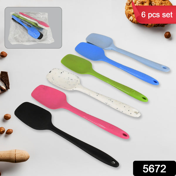 Multipurpose Silicone Spoon Silicone Basting Spoon Non-stick Kitchen Utensils Household Gadgets Heat-resistant Non Stick Spoons Kitchen Cookware Items For Cooking And Baking (6 Pcs Set)