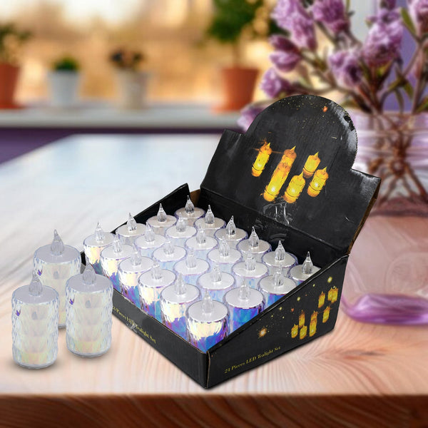 24 Pc Flameless And Smokeless Decorative Melting Candles Led Tea Light