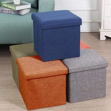 4986 Living Room Cube Shape Sitting Stool With Storage Box. Foldable Storage Bins Multipurpose Clothes Books And Toys Organizer With Cushion Seat