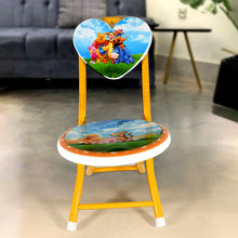 Heart-Shaped Kids Chair – Cartoon Printed Foldable Chair for Playrooms, Schools, Daycares, and Home, Metal and Fibre Body, Ideal for Picnic, Beach, and Camping (1 Pc)