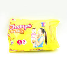 Champs Small Dry Pants Diapers – Soft & Absorbent Baby Diaper Pants for Travel (S, 5 Pcs)