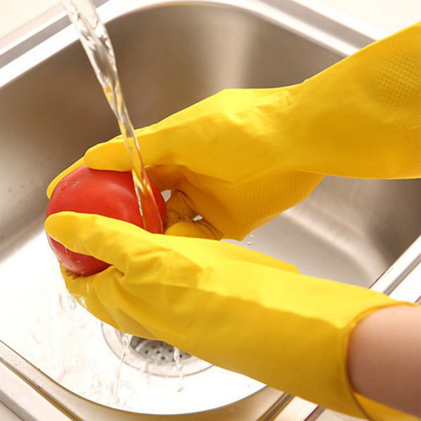 2 Pairs of Medium Yellow Gloves – Ideal for Dishwashing, Gardening, and Cleaning Tasks