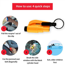 2-in-1 Emergency Safety Cutter with Key Chain - Portable Glass Breaker & Seat Belt Cutter Tool