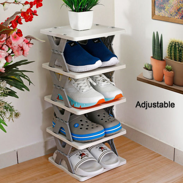 Smart Shoe Rack – 8-Layer Foldable Storage Organizer for Entryway, Collapsible Plastic Shoe Stand